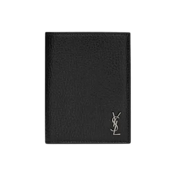 SAINT LAURENT CASSANDRE Cow Leather Passport Holder Women's Black