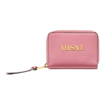 VERSACE Tag Lambskin Wallet Women's Pink