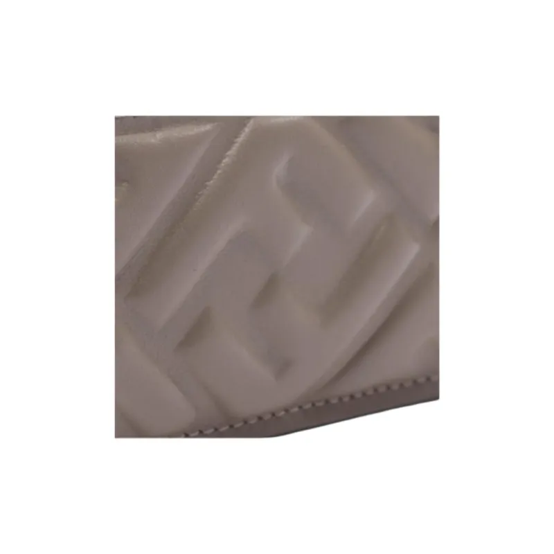 FENDI Leather Card Holder Women's Dove Gray-6