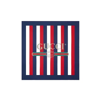 GUCCI Silk Scarves Women's Blue With White Lettering
