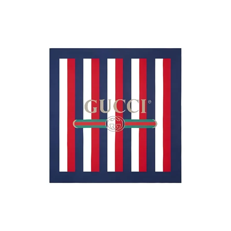 GUCCI Silk Scarves Women's Blue With White Lettering-0