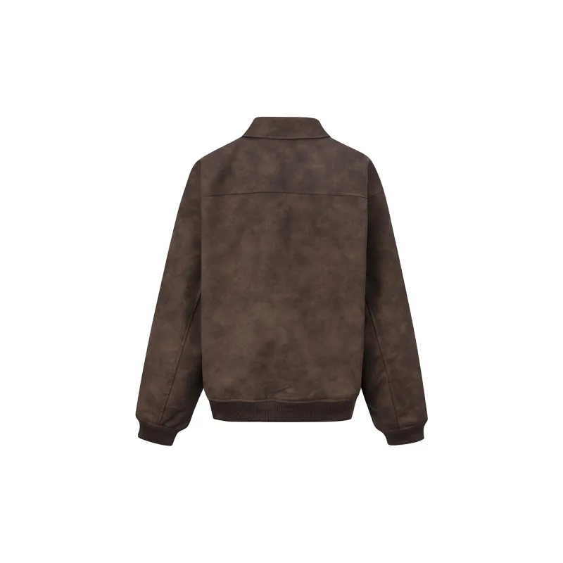 Ariseism Design Zip Closure Lapel Suede Leather Jacket Crop Top Coat For Fall And Winter Women's-1