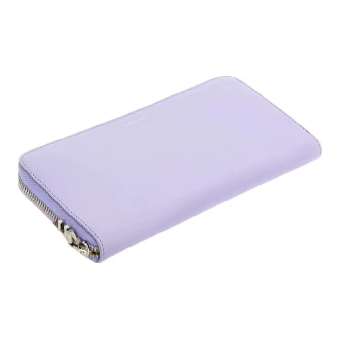 FERRAGAMO Calfskin Wallet Women's Light Purple With Light Yellow Accents-1
