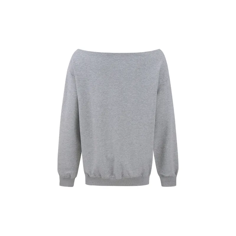 Ariseism Design Pullover Slanted Shoulders Long Sleeved Sweatshirt, New Autumn Top Women's-1