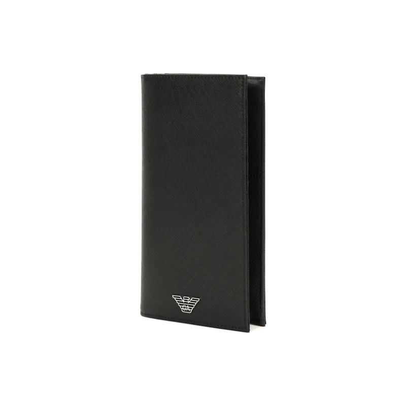 GIORGIO ARMANI Recycled Leather Wallet Large Size Men's Black-2