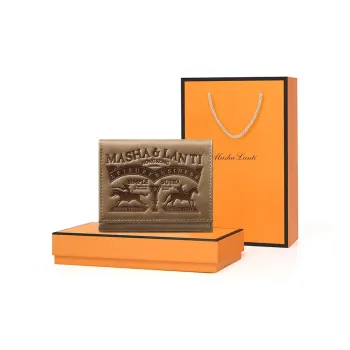 MashaLanti Retro Top Grain Cow Leather Men's Cropped Leather Clip Wallet Card Holder Men's Brown
