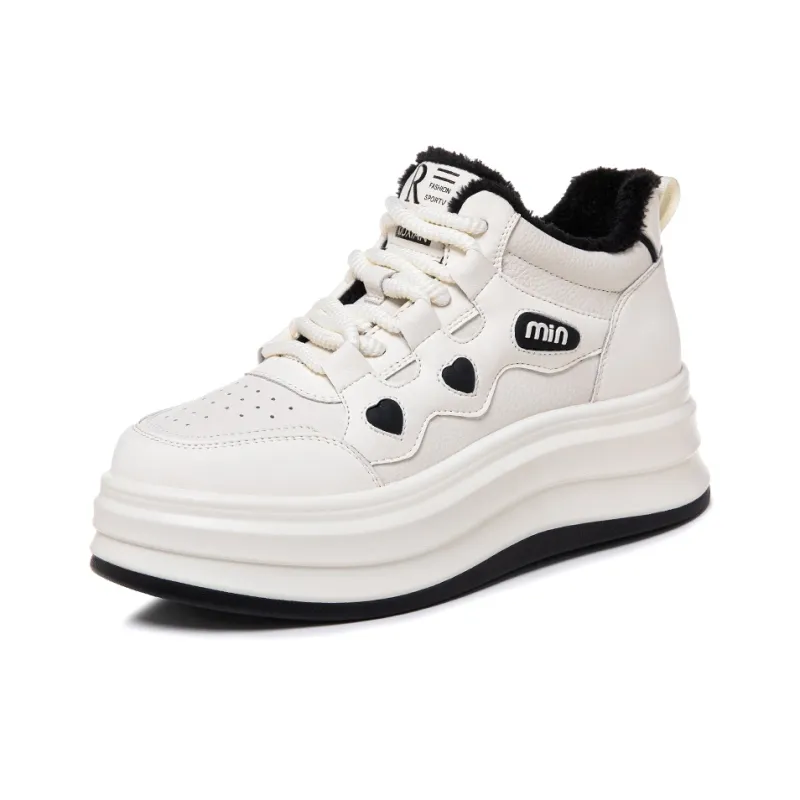 MEIZUSHENGHUI Slip Resistant Height Increasing Mid Top Skateboard Shoes Women's-4