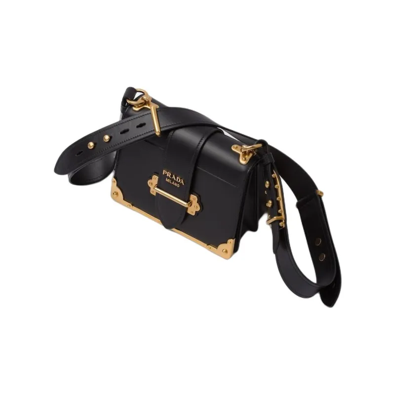 PRADA Cahier Leather Bag Black-1