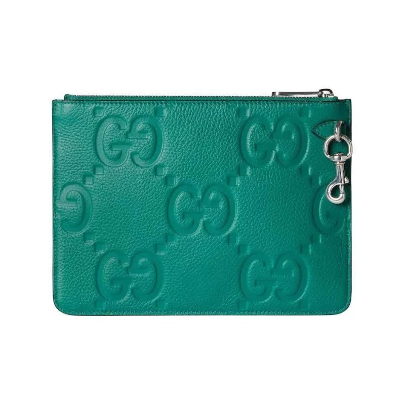 GUCCI Grain Leather Clutch Large Size Men's Green-3