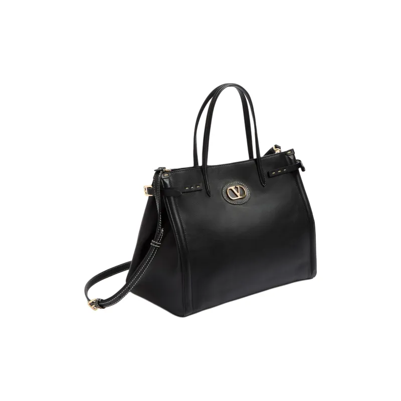 Valentino Calfskin Tote Bag Shopping Bag Shoulder Bag Crossbody Bag Handbag Medium Size Women's Black-1