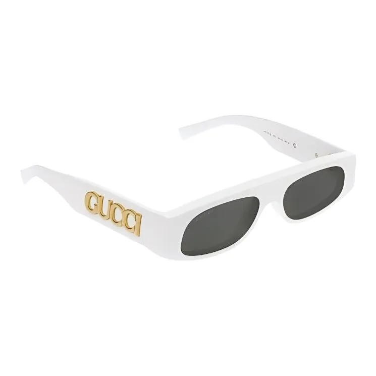 GUCCI Acetate Irregular Shape Sunglasses Women's White-1