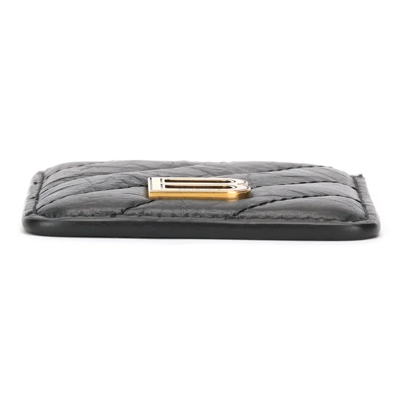 Balenciaga CRUSH Calfskin Card Holder Women's Black-4