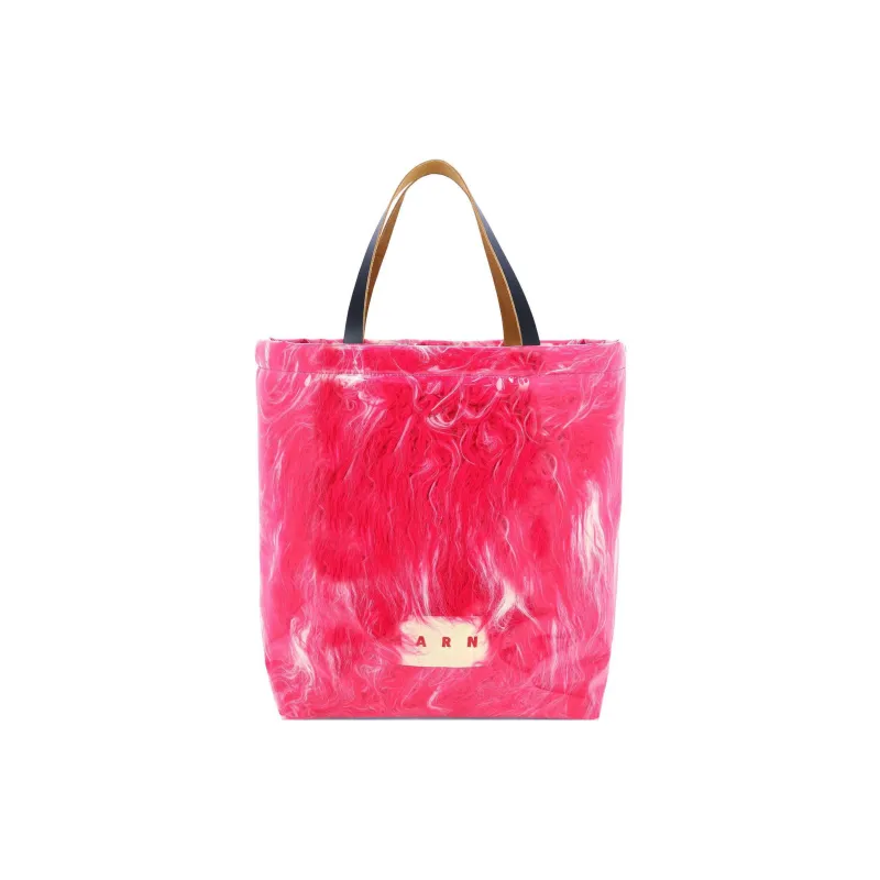 MARNI Logo Patch Shearling Tote Bag-0