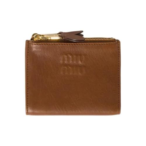 MIU MIU Leather Wallet Small Size Women's Oak Brown