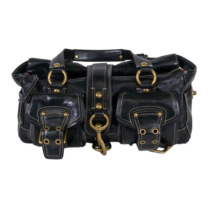 COACH Legacy Leather Boston Bag Shoulder Bag Crossbody Bag Large Size Women's Black-1