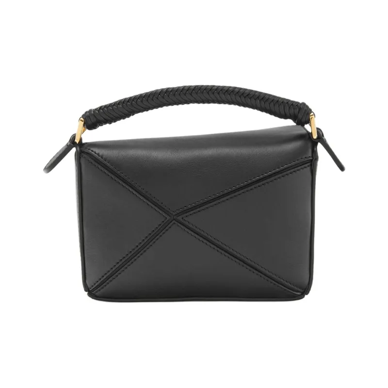 LOEWE Puzzle Soft Calfskin Shoulder Bag Crossbody Bag Handbag Mini Women's Black-4