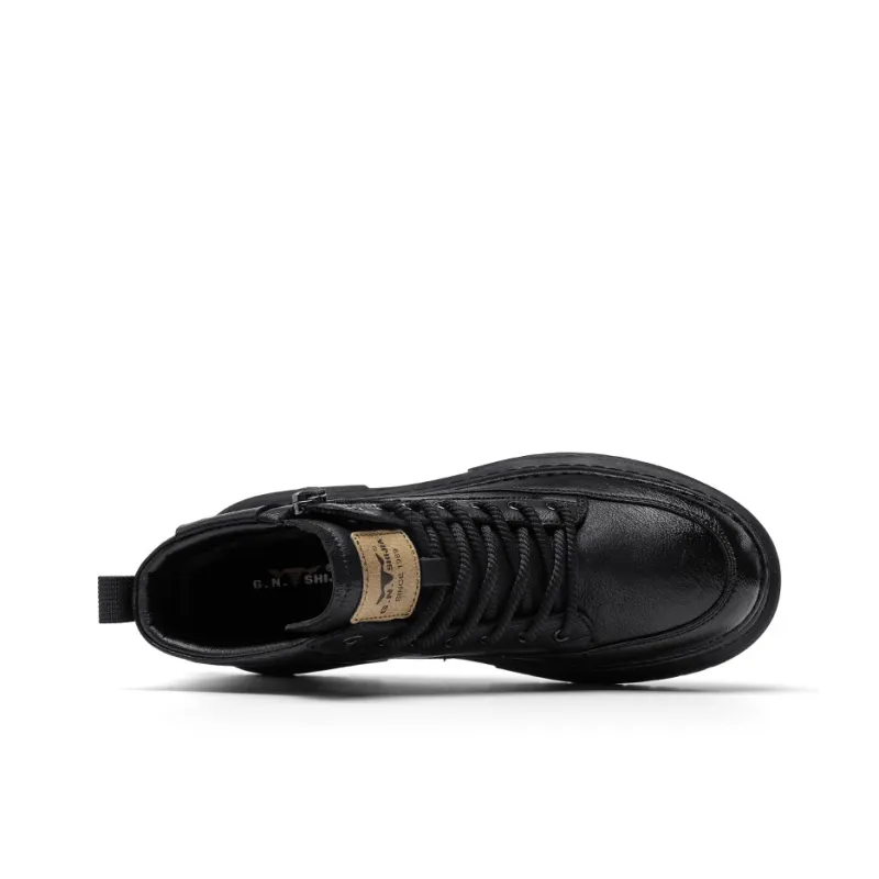 G.N.SHIJIA Casual Shoes Men Mid Top Black/Brown-15