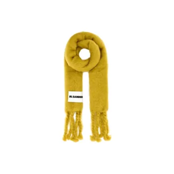 JIL SANDER + Logo Patch Fringed Scarf