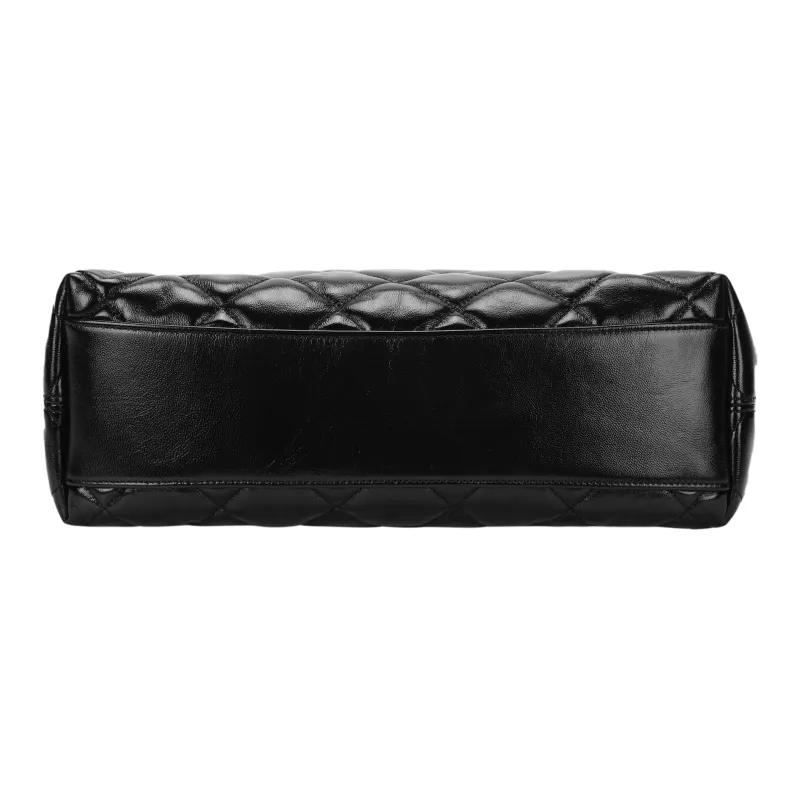 CHANEL Polished Lambskin Hobo Hippie Bag, Handbag, Shoulder Bag Tubas Women's Black-3