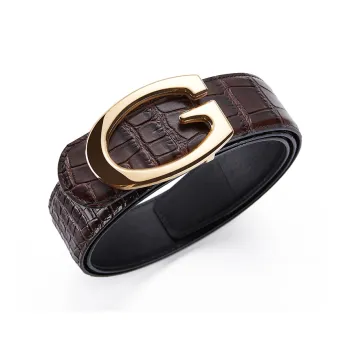 Jeccieziio Cow Leather Leather Belts Men's Black/Coffee Width: 3.8cm