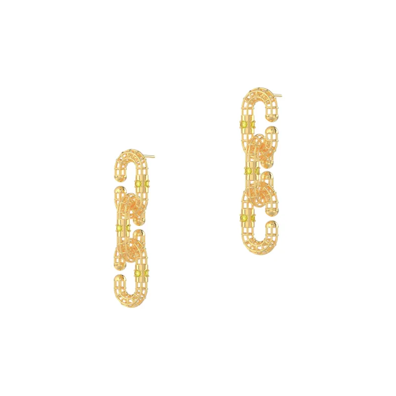 Mistova JEWELRY Eco Friendly Copper Gold Plated Inlaid Synthetic Zircon Data Cut Out Hoop Earrings Women's-1