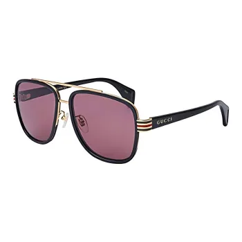 GUCCI Titanium Alloy Plastic Aviator Sunglasses Women's Black