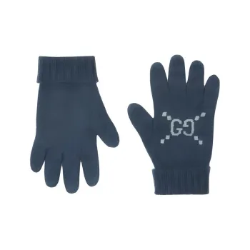 GUCCI Cashmere Knit Gloves Unisex Blue