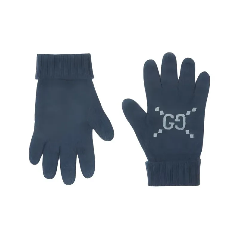 GUCCI Cashmere Knit Gloves Unisex Blue-0