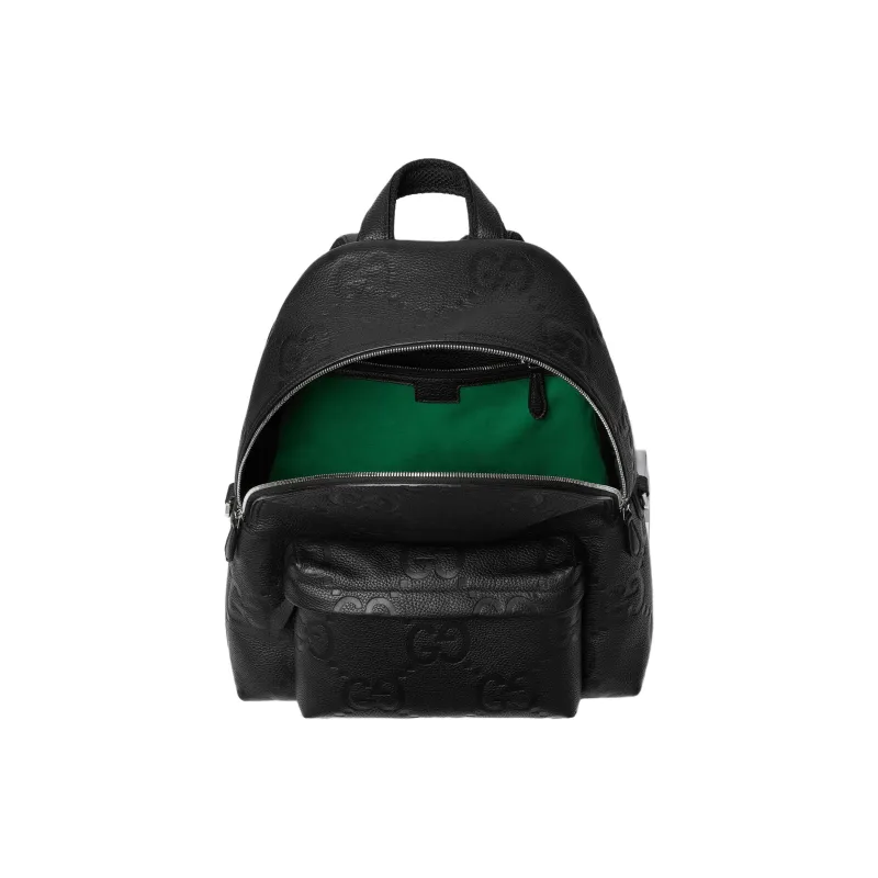 GUCCI Grain Leather Backpack Medium Size Men's Black-4