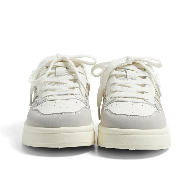 HUANQIU Anti Slip Wear Resistant Low Top Skateboard Shoes Women's Greige-4