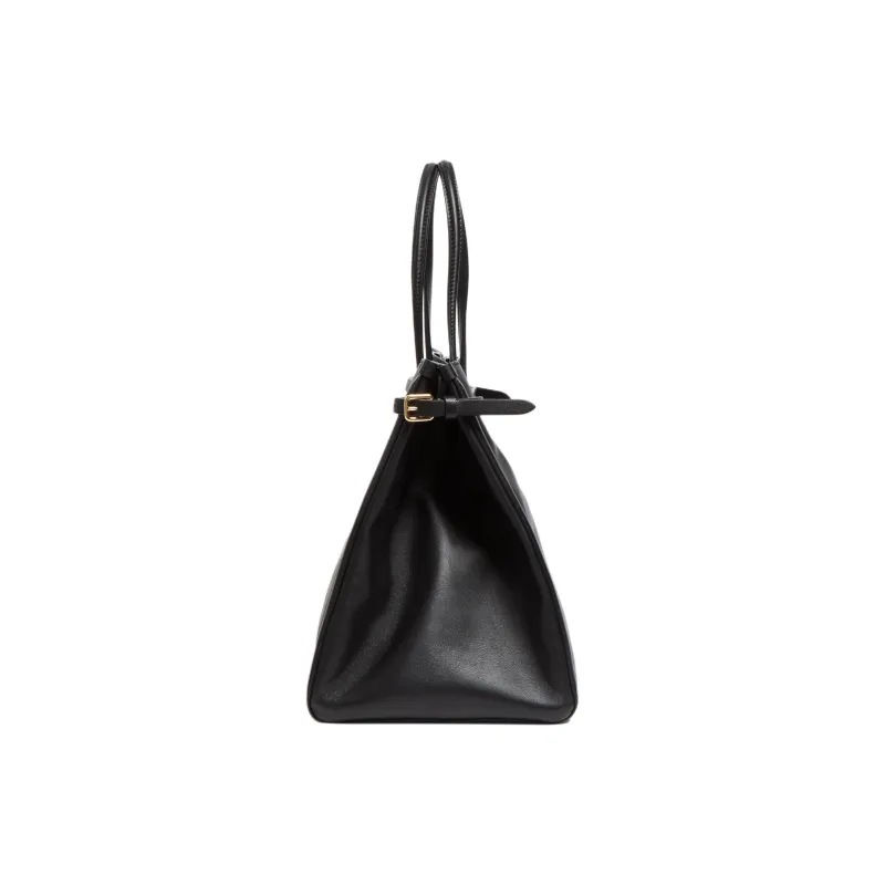 Valentino Calfskin Tote Bag Shopping Bag Shoulder Bag Crossbody Bag Handbag Medium Size Women's Black-2