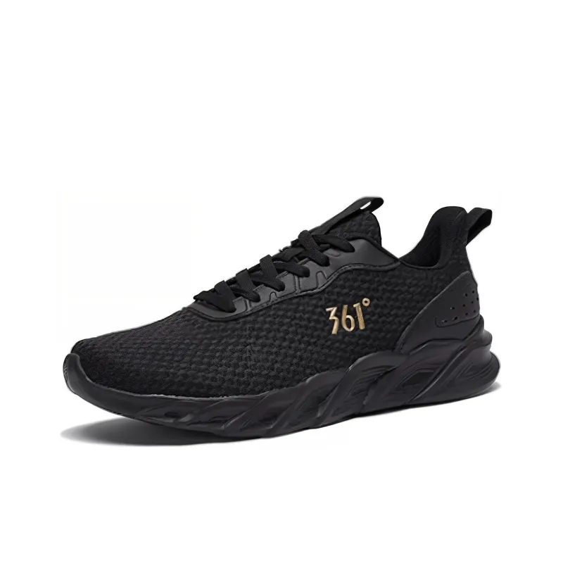 361° Cushioning, Wear Resistant Low Top Running Shoes Men's Obsidian Black Crown Gold-2