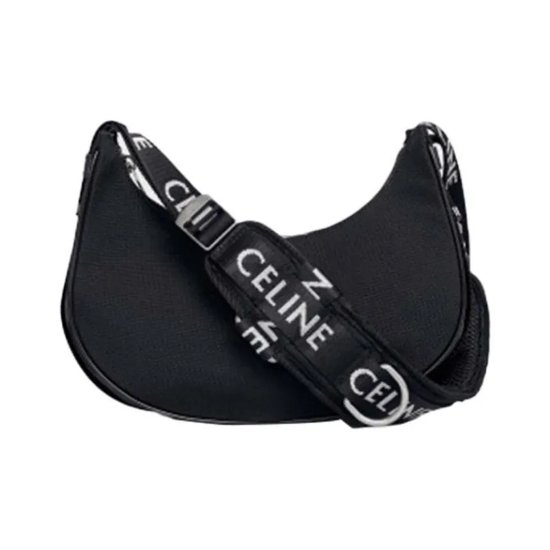 CELINE AVA Fabric Shoulder Bag Handbag Medium Size Men's Black-2
