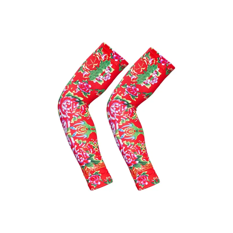 Kuangmi Basketball Cycling Fitness Arm Guards Sports Protective Gear Red Green Polyester Elastane Silicone Unisex-6