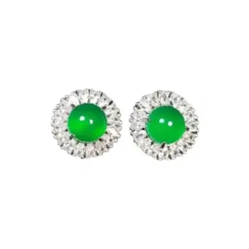 JUNWEN Chalcedony Stud Earrings Women's