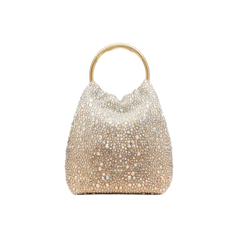 Valentino CARRY SECRETS Rhinestone Bucket Bag Handbag Trumpets Women's Gold-3