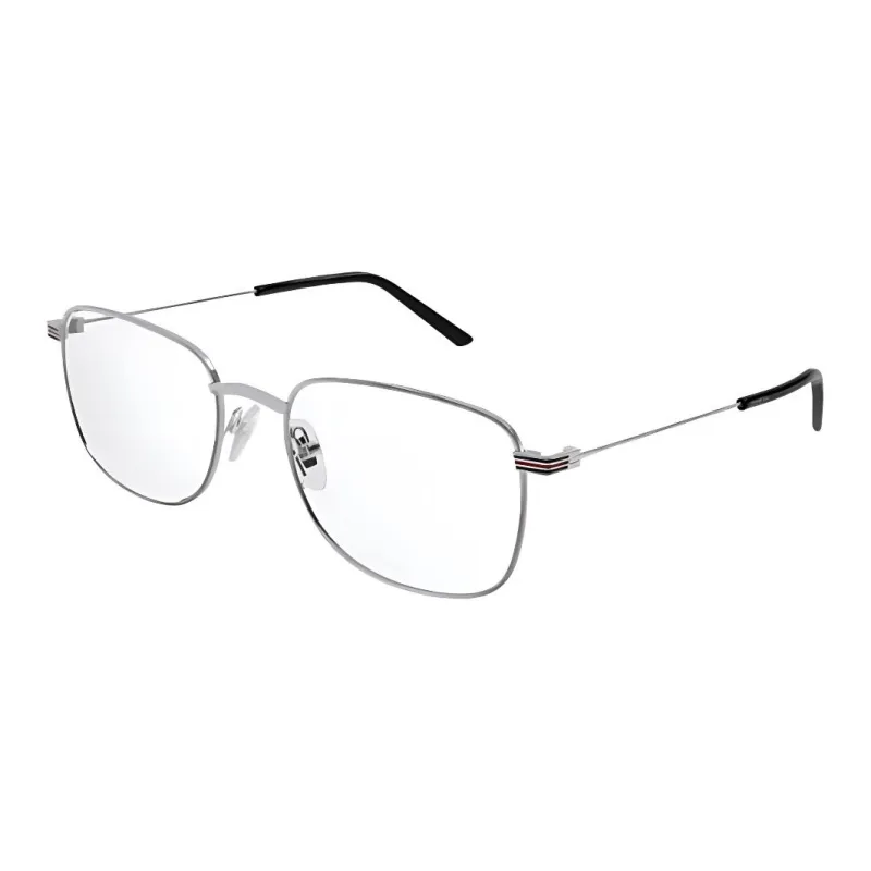 GUCCI Metal Rectangular Eyeglass Frames Men's Silver-0