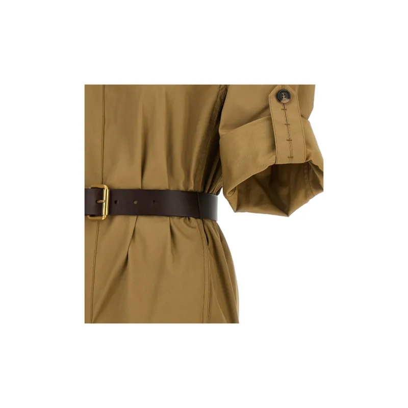 SAINT LAURENT Short Sleeved Dresses Women's Beige-7