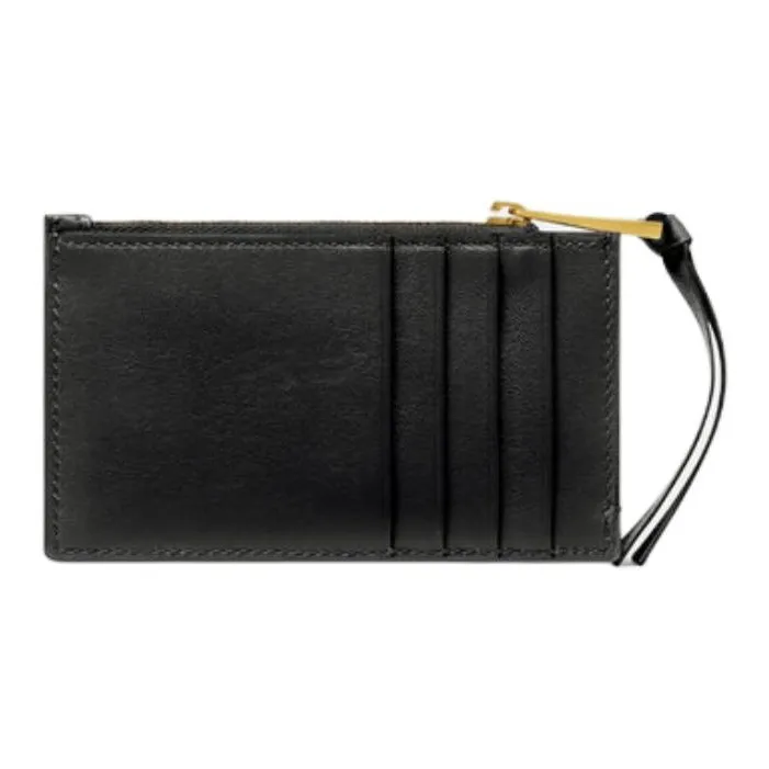 FANSIZHE Tag Lambskin Card Holder Women's Black & Gold-1