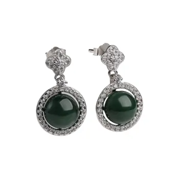 Oriental Jade Hetian Jade Earrings Jasper Women's