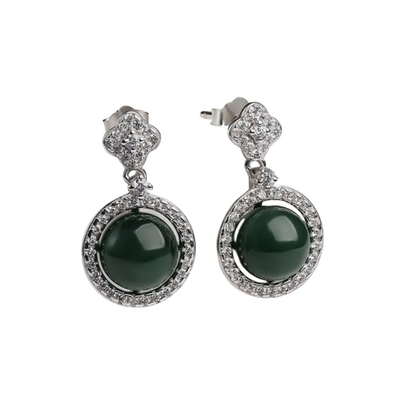 Oriental Jade Hetian Jade Earrings Jasper Women's-0