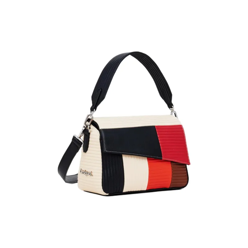 Desigual Recycled Polyester Shoulder Bag, Crossbody Bag, Handbag Regular Women's Beige & Multicolor-1