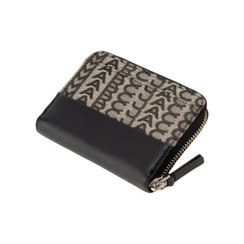 MARC JACOBS Monogram Fabric With Leather Wallet Women's Black Gray