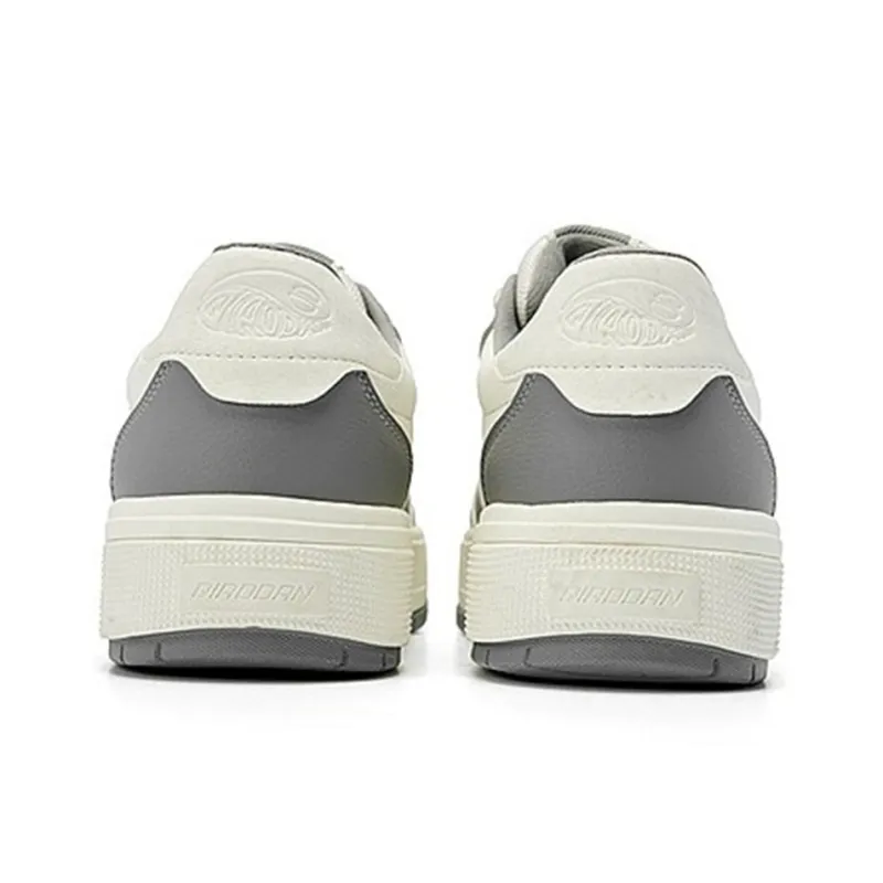 QIAODAN Anti Slip Wear Resistant Low Top Skateboard Shoes Men's White Gray-3