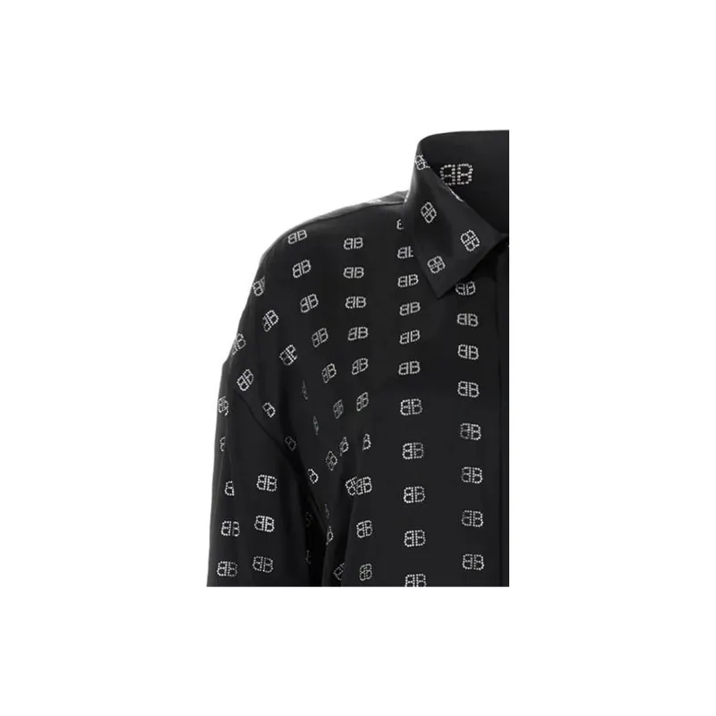 Balenciaga Allover Bb Logo Long Sleeved Shirt-2