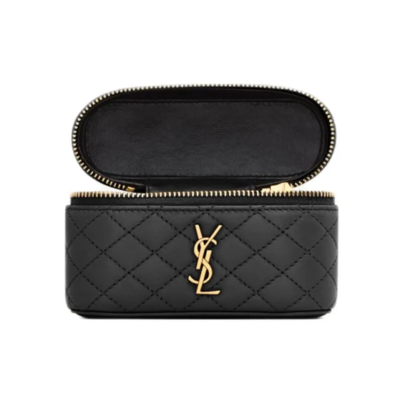 SAINT LAURENT GABY Sheepskin One Shoulder Crossbody Portable Makeup Bag Women's Black-1