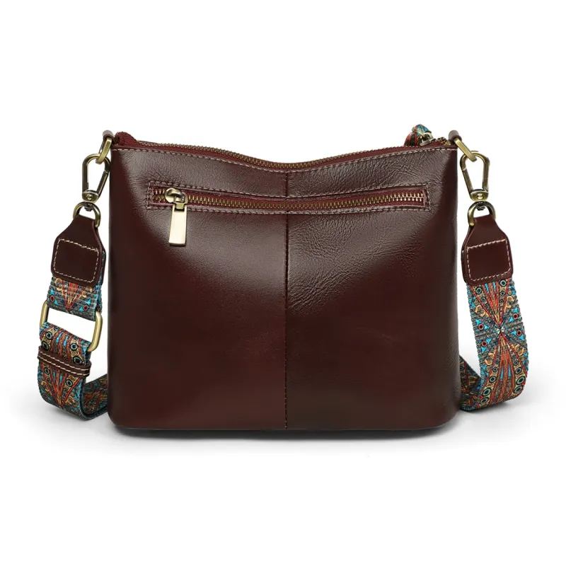 C°BANNER Cow Leather With Synthetic Leather One Shoulder Crossbody Tofu Bag Women's Black-9