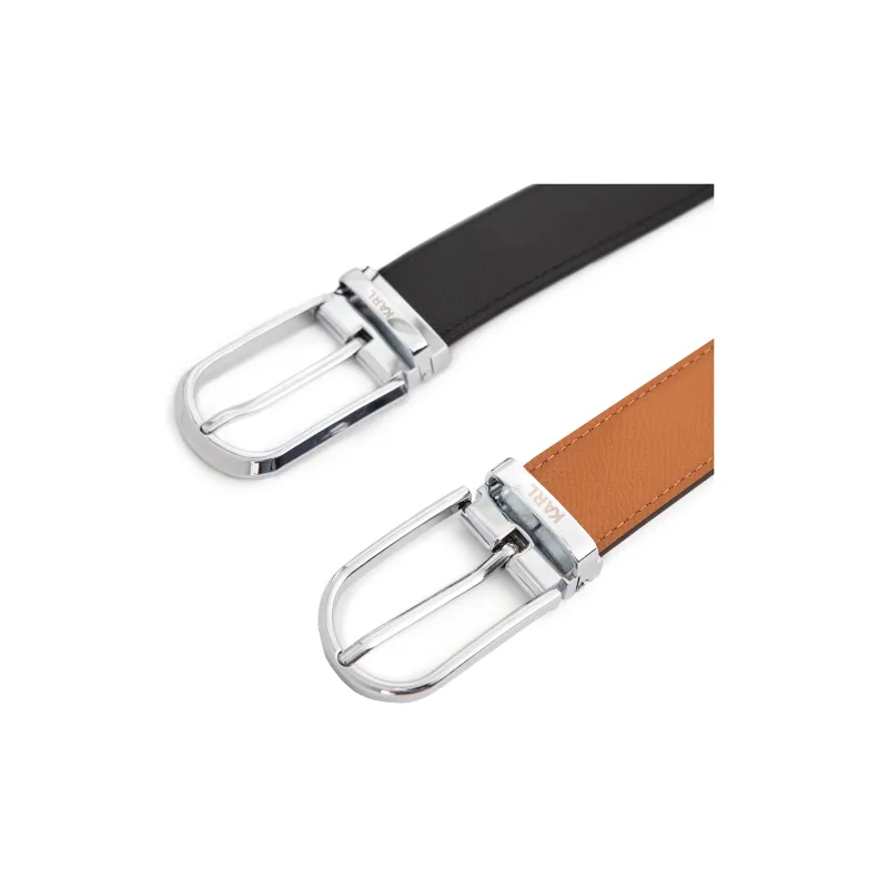 KARL LAGERFELD Top Grain Cow Leather Belts Unisex Width 34mm-4