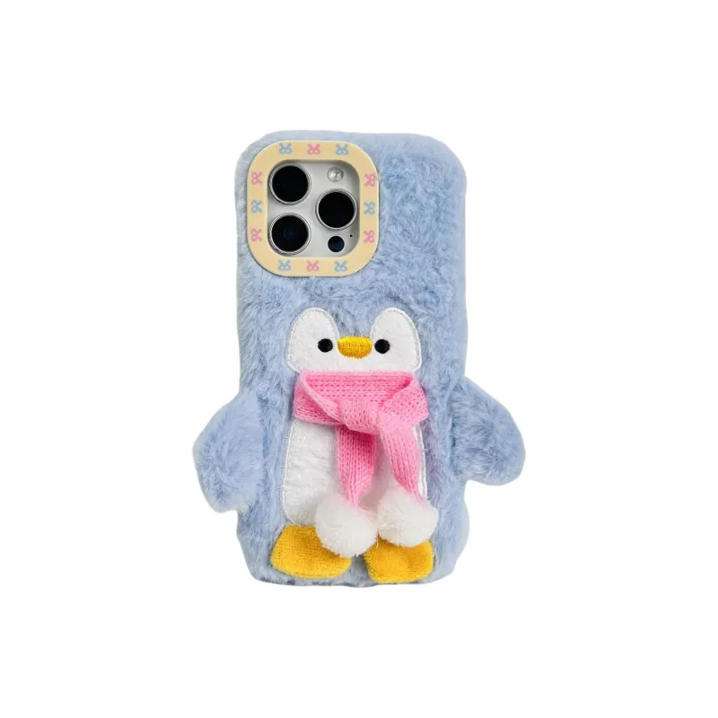 Wei Xin Plush Material Plush Penguins Phone Cases Compatible With IPhone 16/15 Pro Max/Apple 13/14 Pro Max Collection-0
