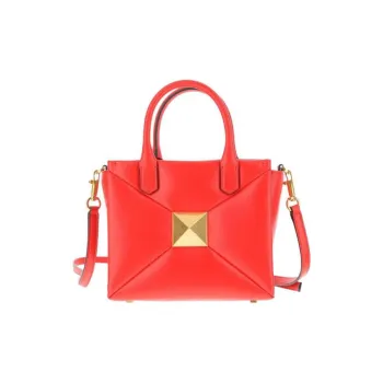 Valentino One Stud Nappa Leather Shoulder Bag Crossbody Bag Handbag Women's Orange Red
